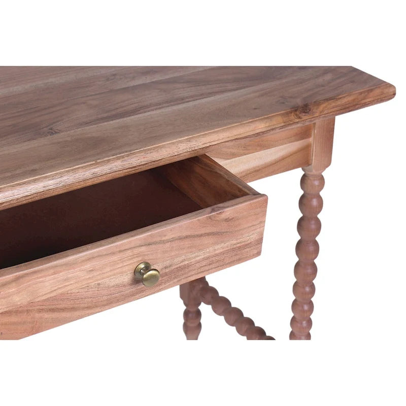 Bureau Delisle style milieu du siècle, 1 tiroir, en acacia, marron clair