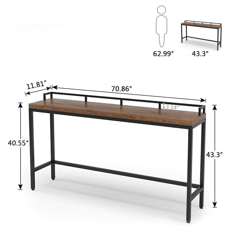 Console étroite, table d'appoint derrière un canapé, table d'entrée