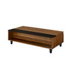 Table basse 47 W avec plateau relevable, noyer et noir