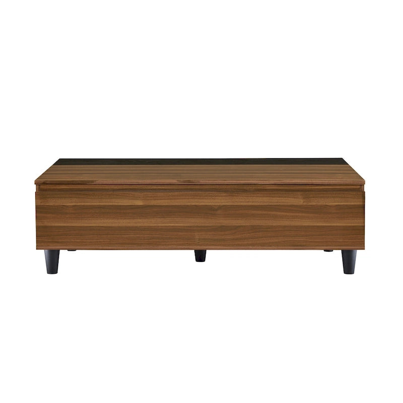 Table basse 47 W avec plateau relevable, noyer et noir