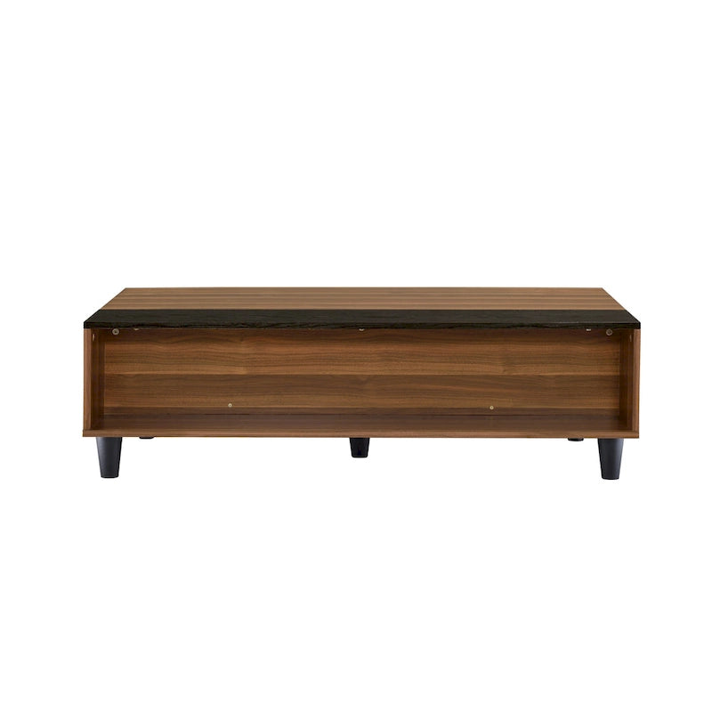 Table basse 47 W avec plateau relevable, noyer et noir