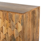 Meuble d'appoint artisanal de 91 cm (36 pouces), 2 portes incrustées en nid d'abeille, bois de manguier, brun naturel