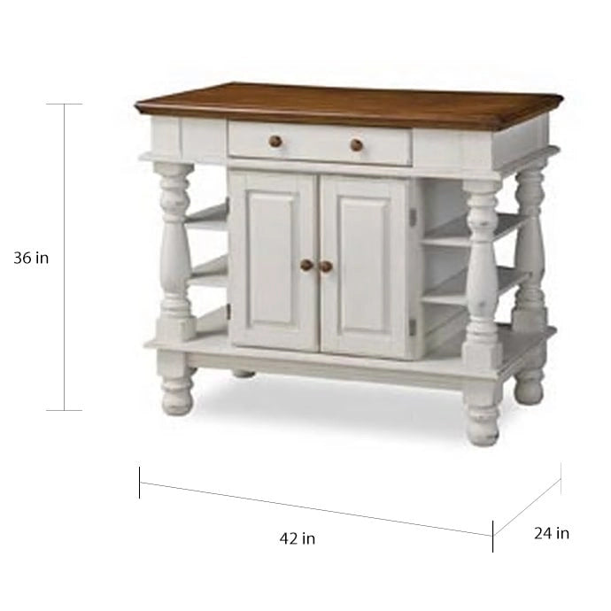 Îlot de cuisine Americana blanc cassé avec rangement