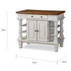 Îlot de cuisine Americana blanc cassé avec rangement