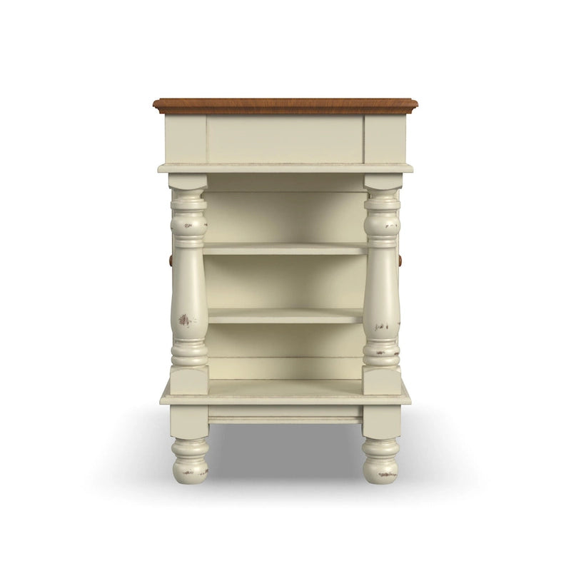 Îlot de cuisine Americana blanc cassé avec rangement