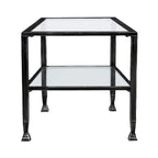 Table basse rectangulaire Glenn de SEI Furniture, en métal noir avec plateau et étagère inférieure en verre.