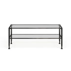Table basse rectangulaire Glenn de SEI Furniture, en métal noir avec plateau et étagère inférieure en verre.