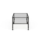 Table basse rectangulaire Glenn de SEI Furniture, en métal noir avec plateau et étagère inférieure en verre.