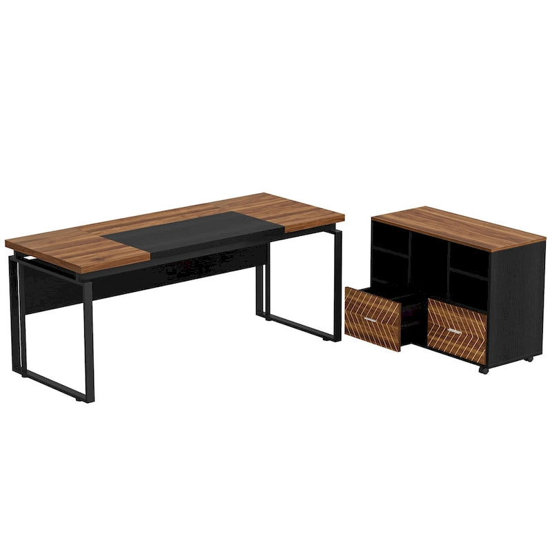 Bureau d'angle en L de 63 pouces avec caisson à roulettes pour bureau à domicile