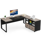 Bureau d'angle en L de 63 pouces avec caisson à roulettes pour bureau à domicile