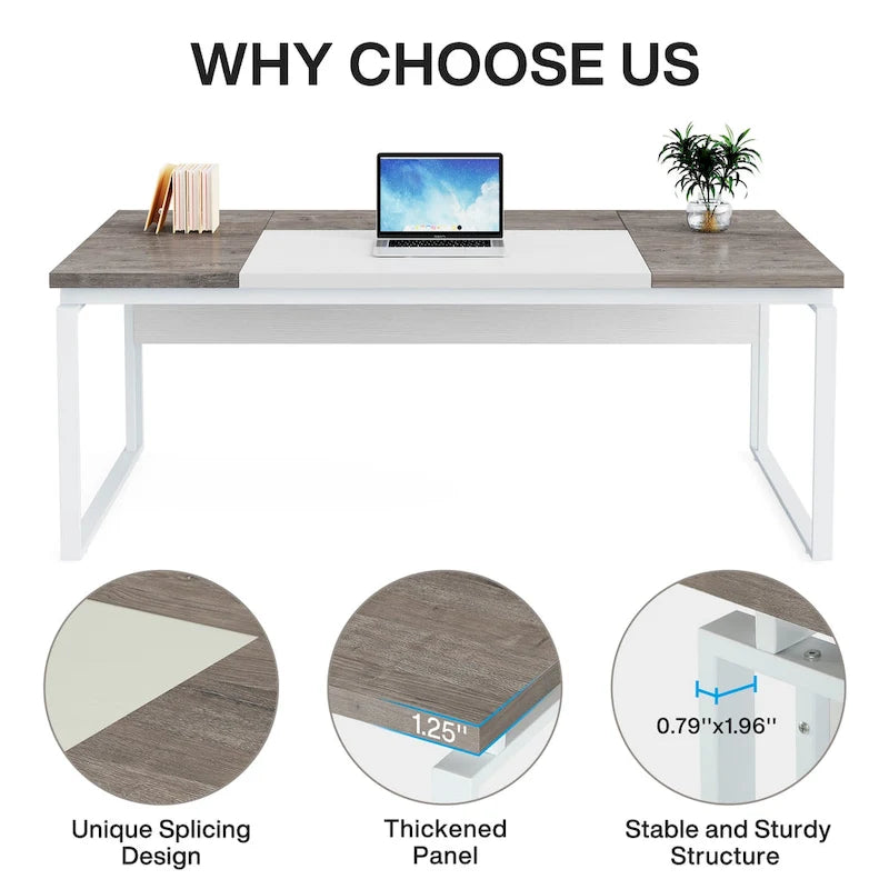 Bureau d'angle en L de 63 pouces avec caisson à roulettes pour bureau à domicile