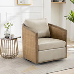 Fauteuil club rond pivotant à 360 degrés, revêtu de cuir bouclé/cuir