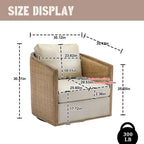 Fauteuil club rond pivotant à 360 degrés, revêtu de cuir bouclé/cuir