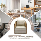 Fauteuil club rond pivotant à 360 degrés, revêtu de cuir bouclé/cuir