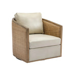 Fauteuil club rond pivotant à 360 degrés, revêtu de cuir bouclé/cuir