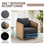 Fauteuil club rond pivotant à 360 degrés, revêtu de cuir bouclé/cuir