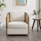 Fauteuil club rond pivotant à 360 degrés, revêtu de cuir bouclé/cuir