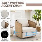 Fauteuil club rond pivotant à 360 degrés, revêtu de cuir bouclé/cuir