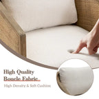 Fauteuil club rond pivotant à 360 degrés, revêtu de cuir bouclé/cuir