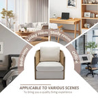 Fauteuil club rond pivotant à 360 degrés, revêtu de cuir bouclé/cuir