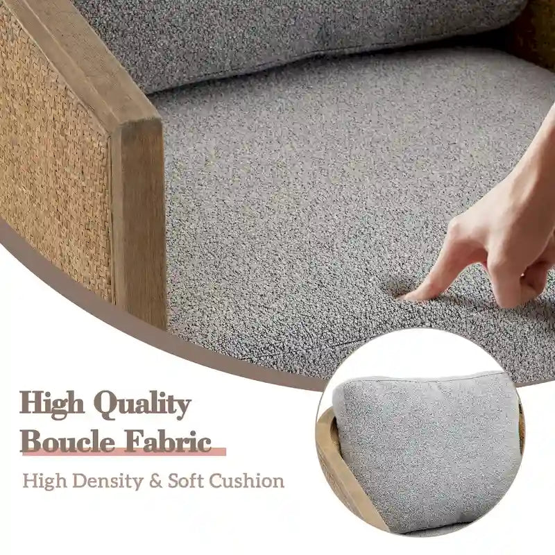 Fauteuil club rond pivotant à 360 degrés, revêtu de cuir bouclé/cuir