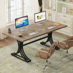63 Modern Executive Computer Desk with Trestles Legs, Large Writing Table for Home Office