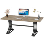 Bureau d'ordinateur moderne de direction avec pieds à tréteaux, grande table d'écriture pour bureau à domicile