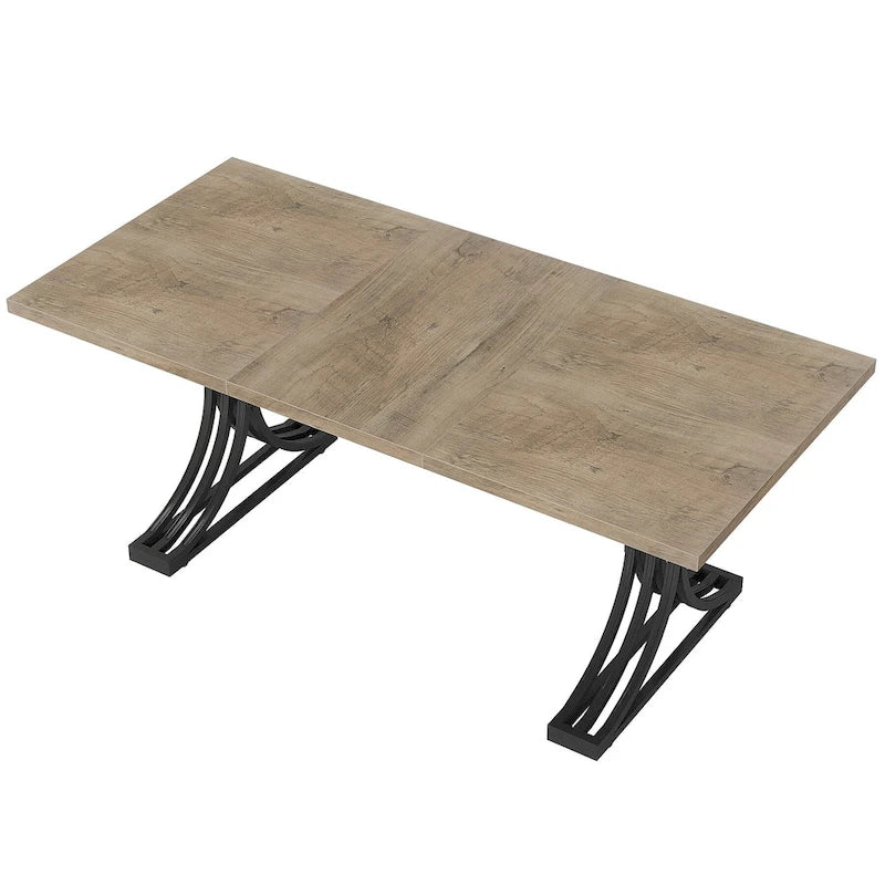 Bureau d'ordinateur moderne de direction avec pieds à tréteaux, grande table d'écriture pour bureau à domicile