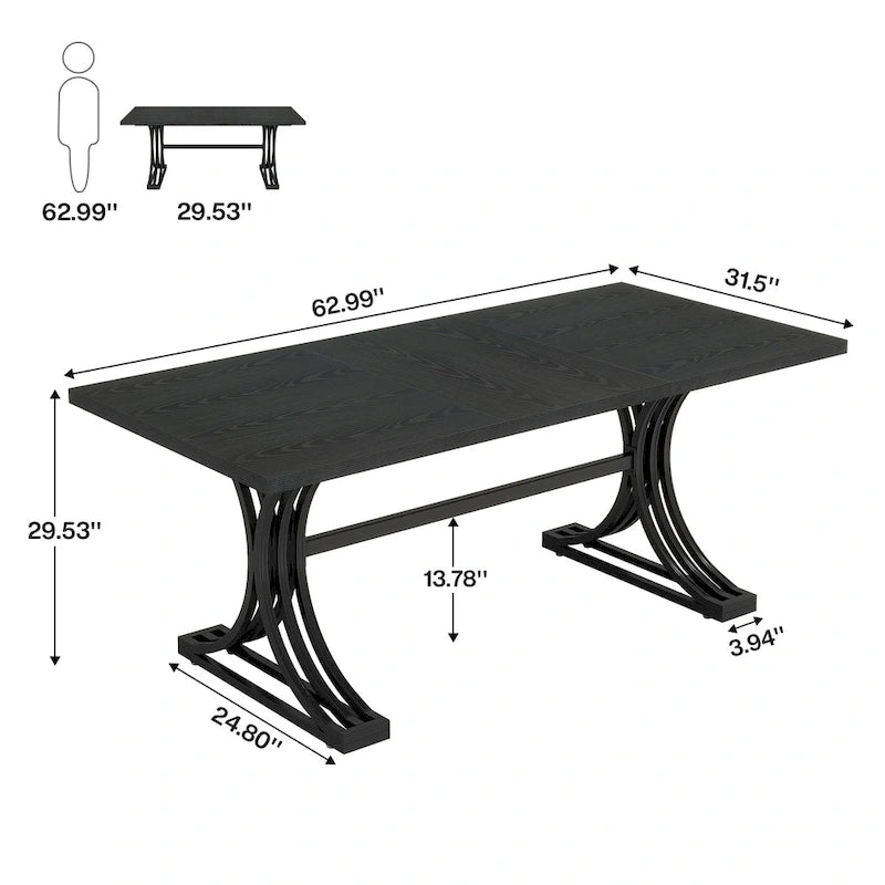 Bureau d'ordinateur moderne de direction avec pieds à tréteaux, grande table d'écriture pour bureau à domicile