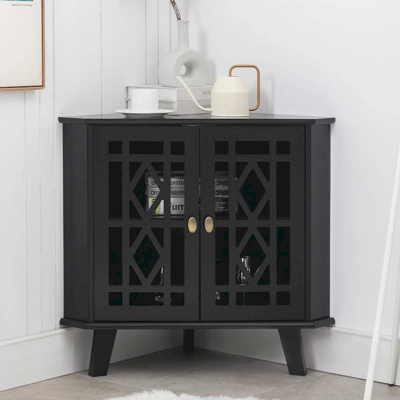 Meuble d'angle buffet autoportant, organisateur de rangement d'angle