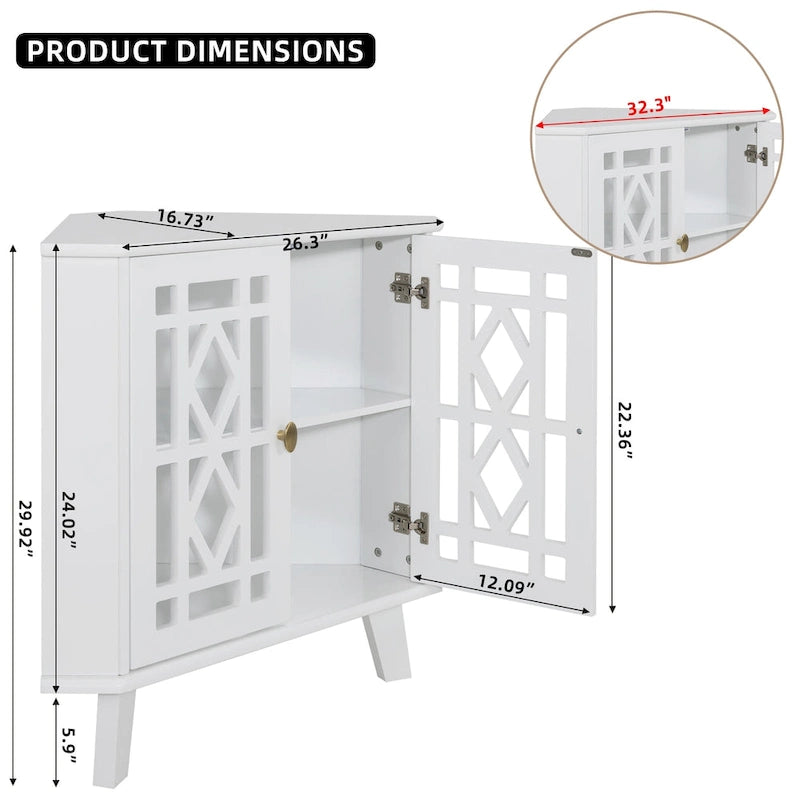 Meuble d'angle buffet autoportant, organisateur de rangement d'angle