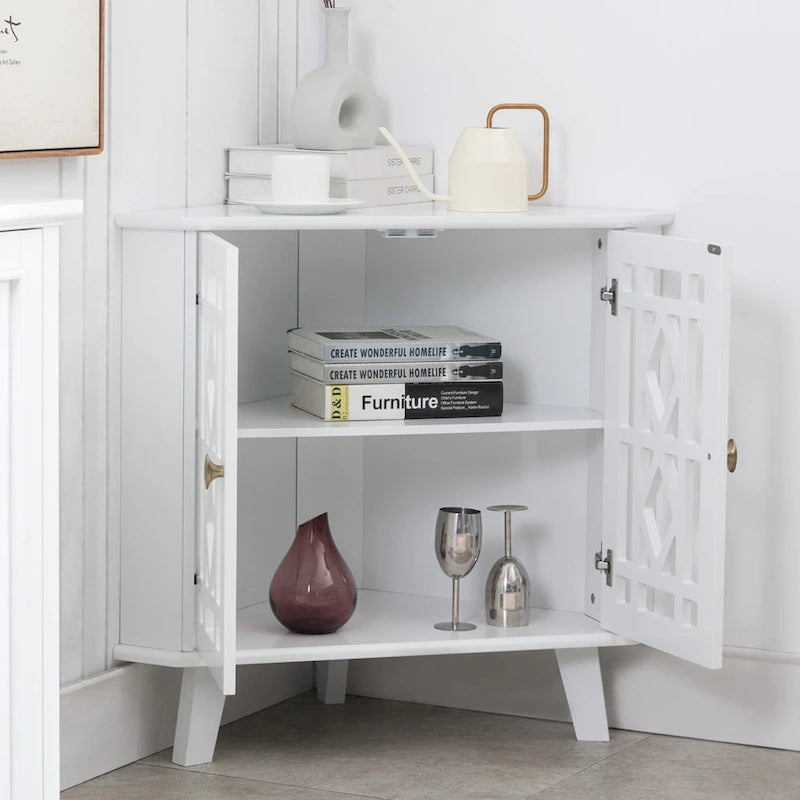 Meuble d'angle buffet autoportant, organisateur de rangement d'angle