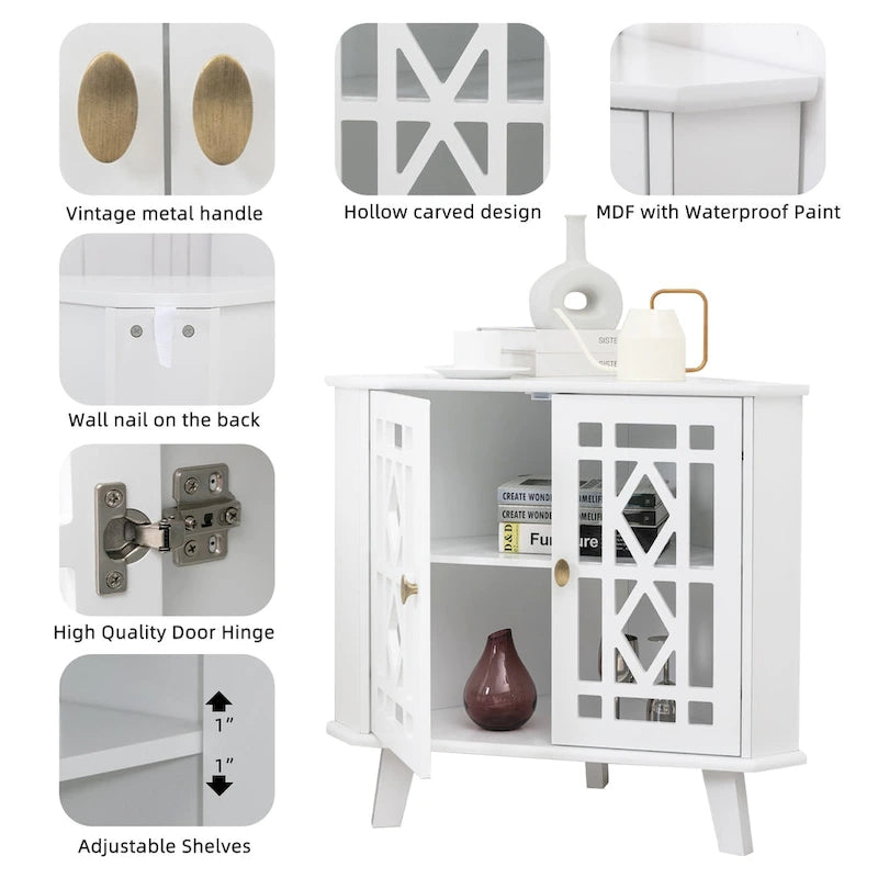 Meuble d'angle buffet autoportant, organisateur de rangement d'angle