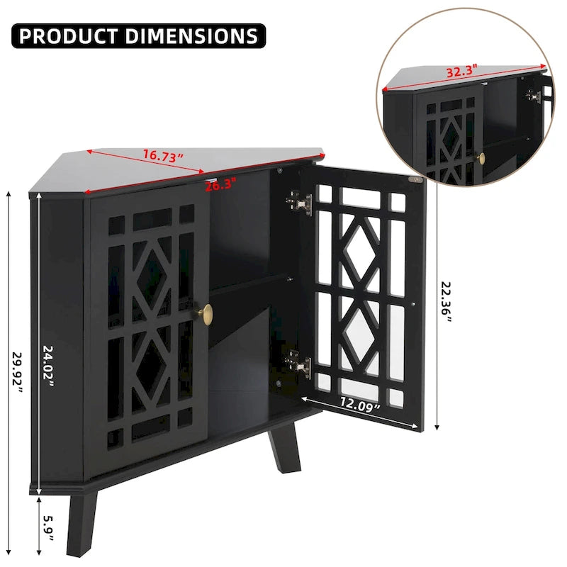 Meuble d'angle buffet autoportant, organisateur de rangement d'angle