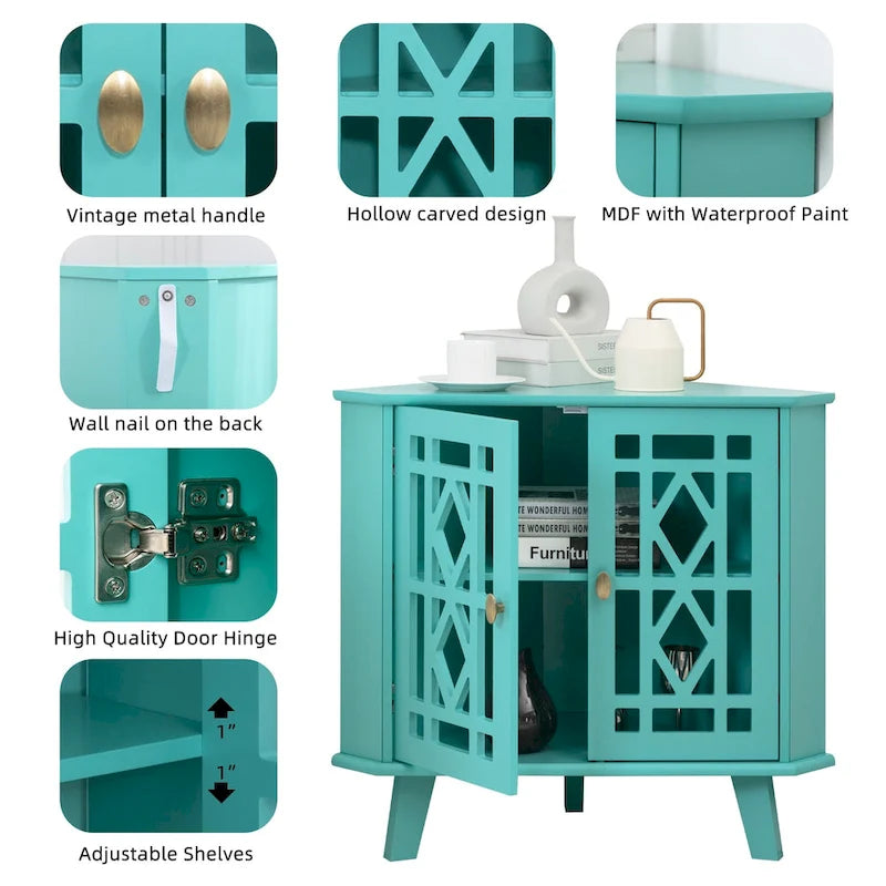 Meuble d'angle buffet autoportant, organisateur de rangement d'angle