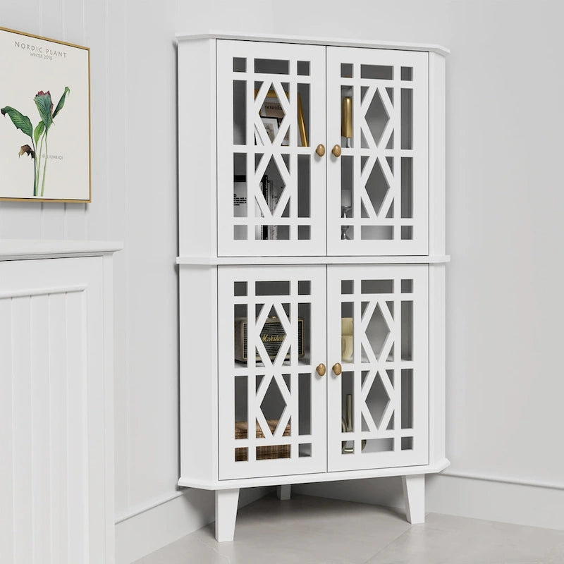 Meuble d'angle buffet autoportant, organisateur de rangement d'angle