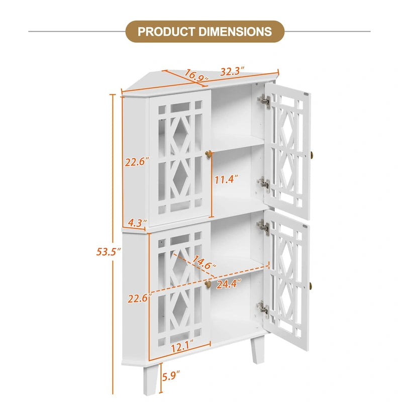 Meuble d'angle buffet autoportant, organisateur de rangement d'angle