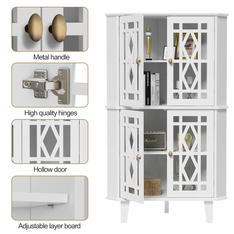 Meuble d'angle buffet autoportant, organisateur de rangement d'angle