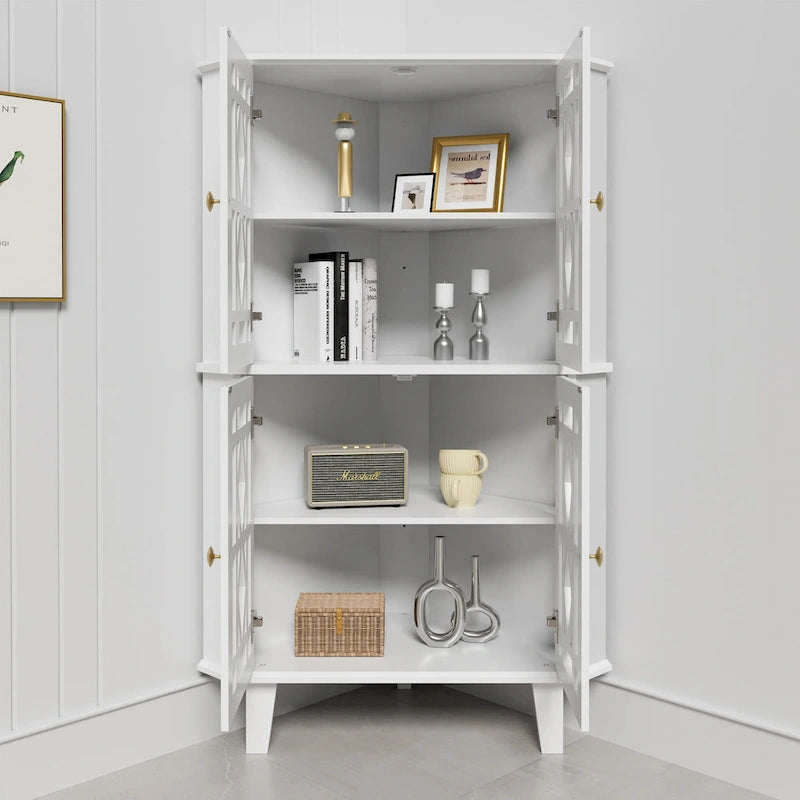 Meuble d'angle buffet autoportant, organisateur de rangement d'angle