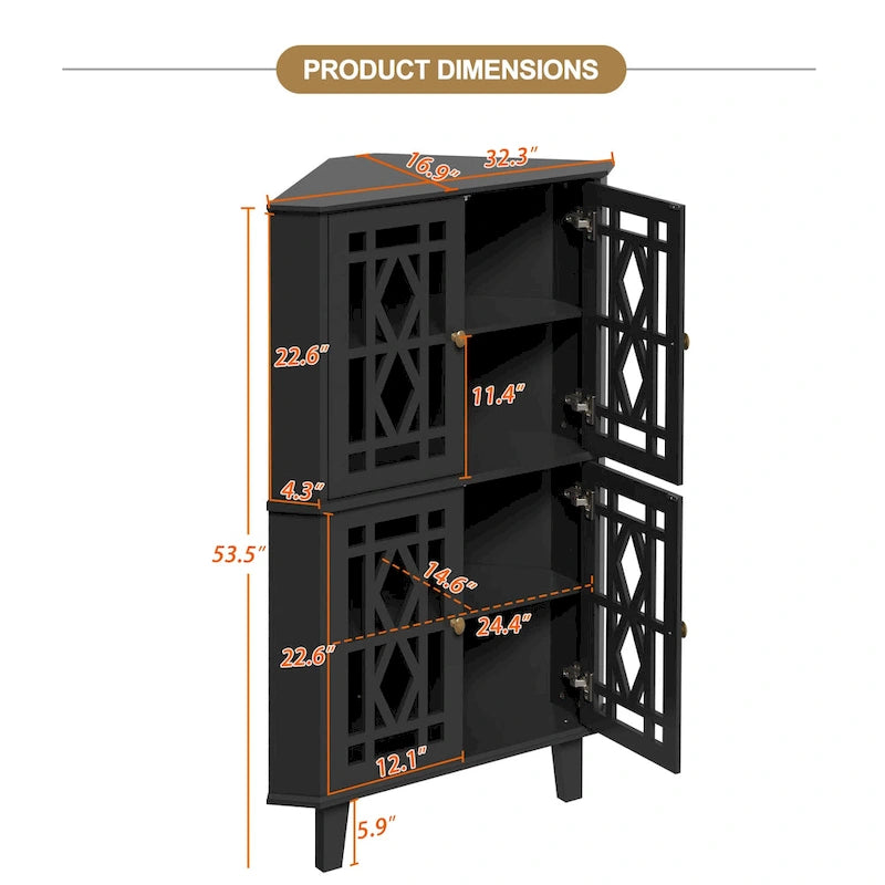 Meuble d'angle buffet autoportant, organisateur de rangement d'angle