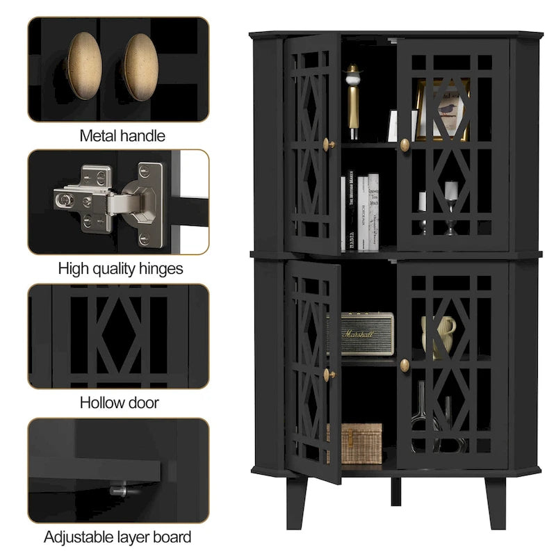 Meuble d'angle buffet autoportant, organisateur de rangement d'angle