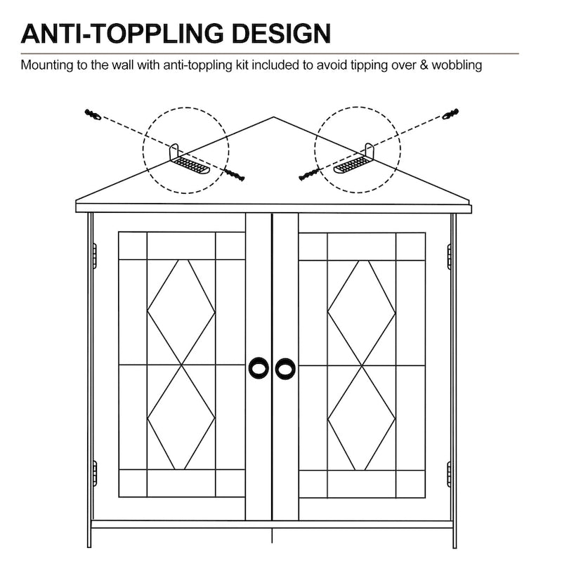 Meuble d'angle buffet autoportant, organisateur de rangement d'angle
