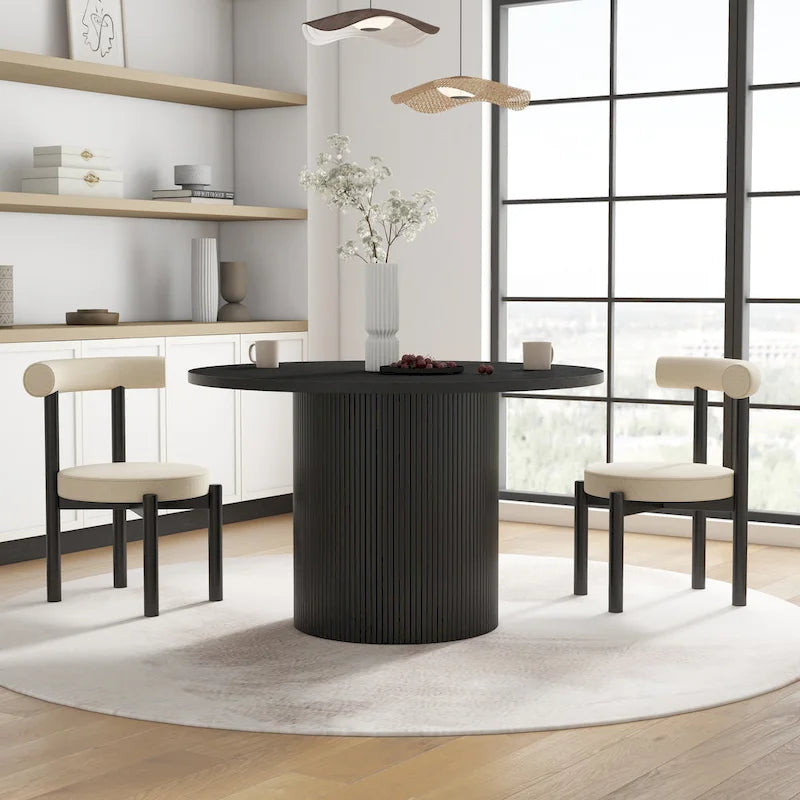 Table de salle à manger ronde sur pied central