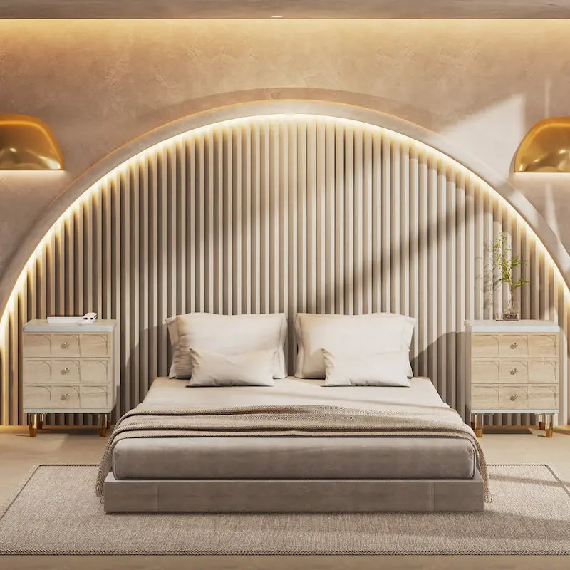 Table de chevet à 3 tiroirs, table de nuit haute avec rangement pour chambre ou salon.