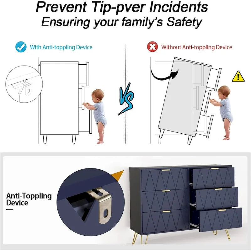 Commode à 6 tiroirs, meuble de rangement haut, unité de rangement pour chambre ou salon