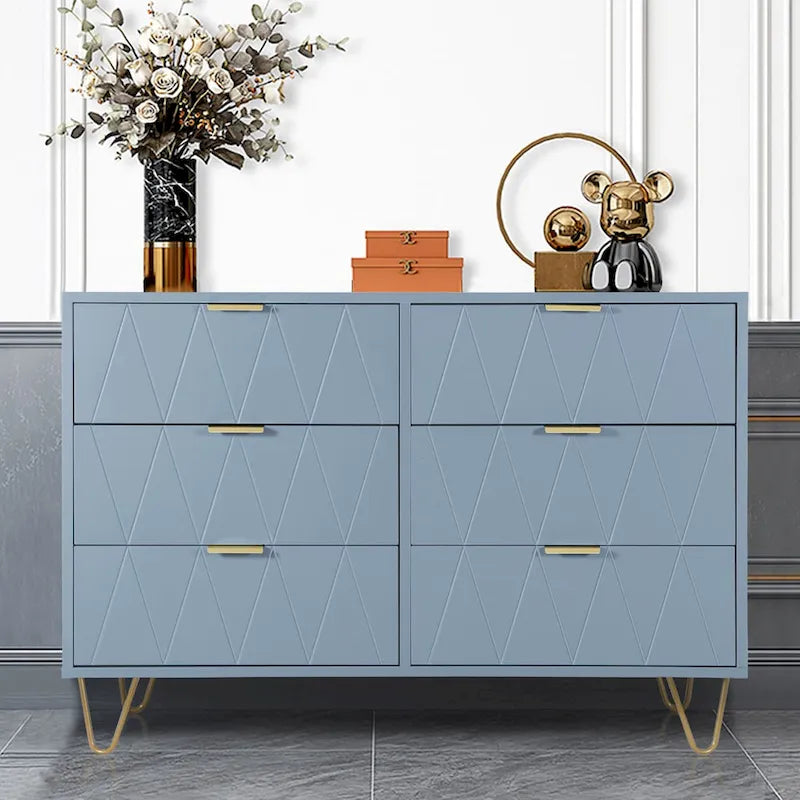 Commode à 6 tiroirs, meuble de rangement haut, unité de rangement pour chambre ou salon