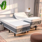 Cadre de lit ajustable Renanim Zero Gravity avec matelas en mousse à mémoire de forme de 30 cm, double massage, port USB, éclairage sous le lit, télécommande et application de contrôle