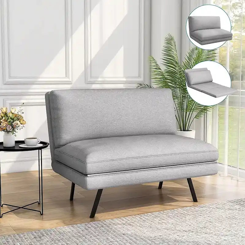 Canapé-lit futon, canapé pliable en mousse à mémoire de forme, convertible en lit de jour avec accoudoirs réglables pour petits espaces