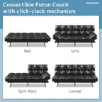 Canapé-lit futon, canapé pliable en mousse à mémoire de forme, convertible en lit de jour avec accoudoirs réglables pour petits espaces
