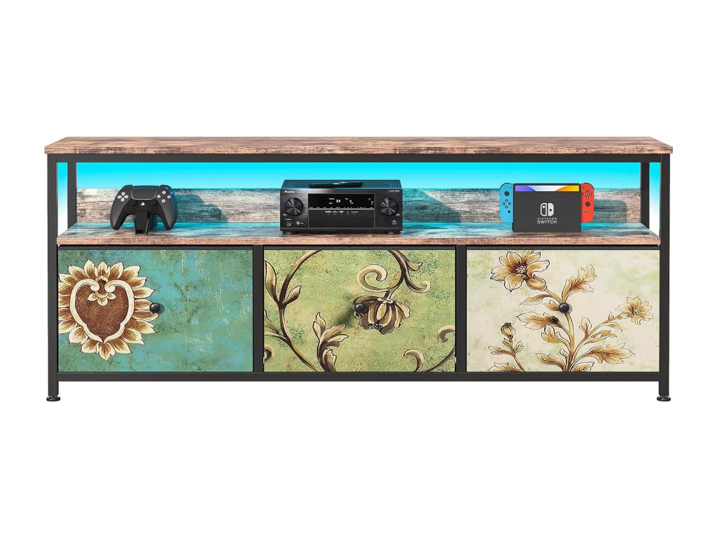 Meuble TV en cuir noir, 108 x 30 x 78 cm